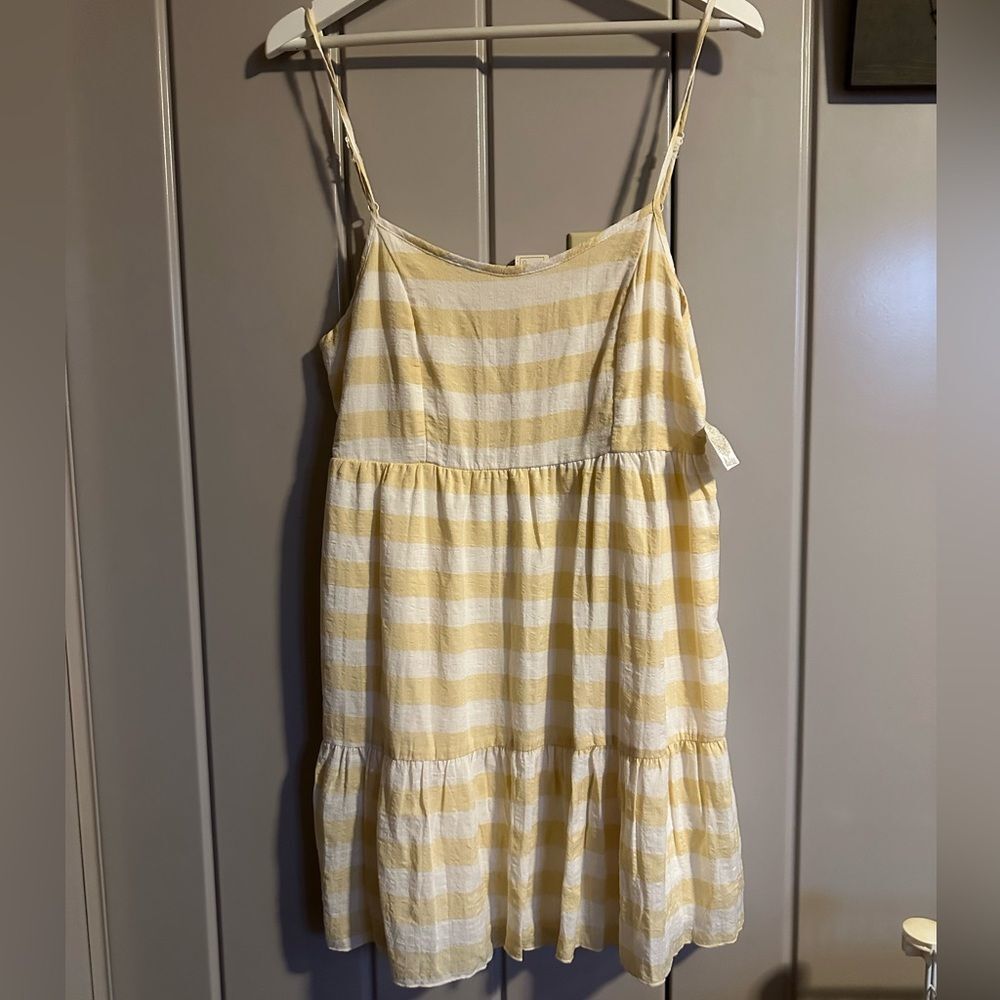 NWT Altar’d State yellow and white striped dress large